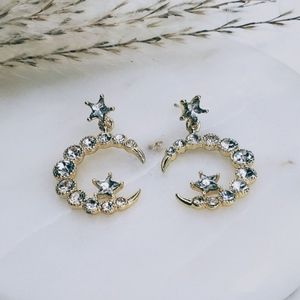 Shiny Crystal Moon Star Eaarings